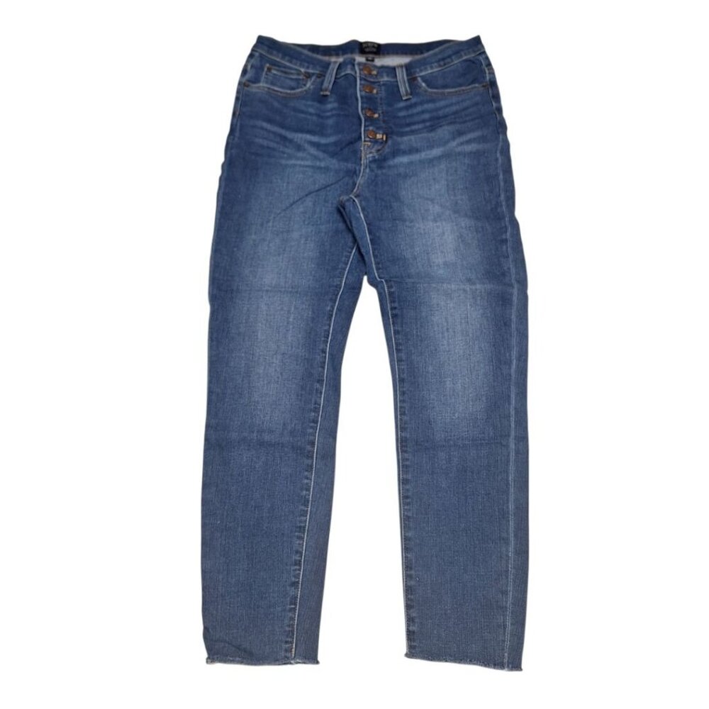 J Crew Button Fly Capri Pants Blue Jean Denim Womens 30 Skinny High‎ Rise